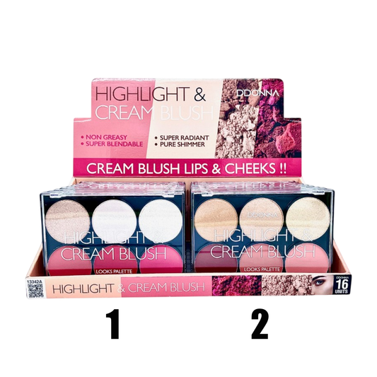 Colorete y Iluminador Looks Palette - D´DONNA