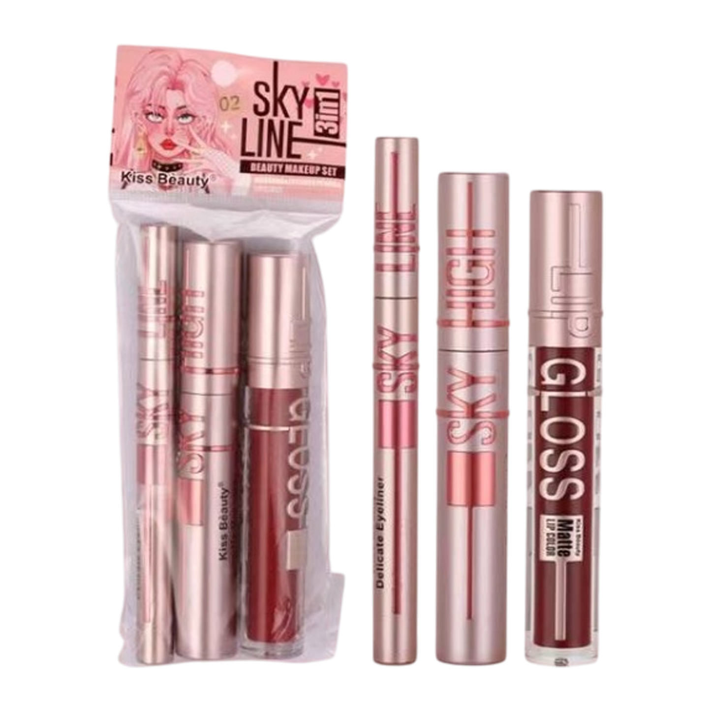 3 En 1 Mascara, Lapiz y Labial Sky Line - KISS BEAUTY