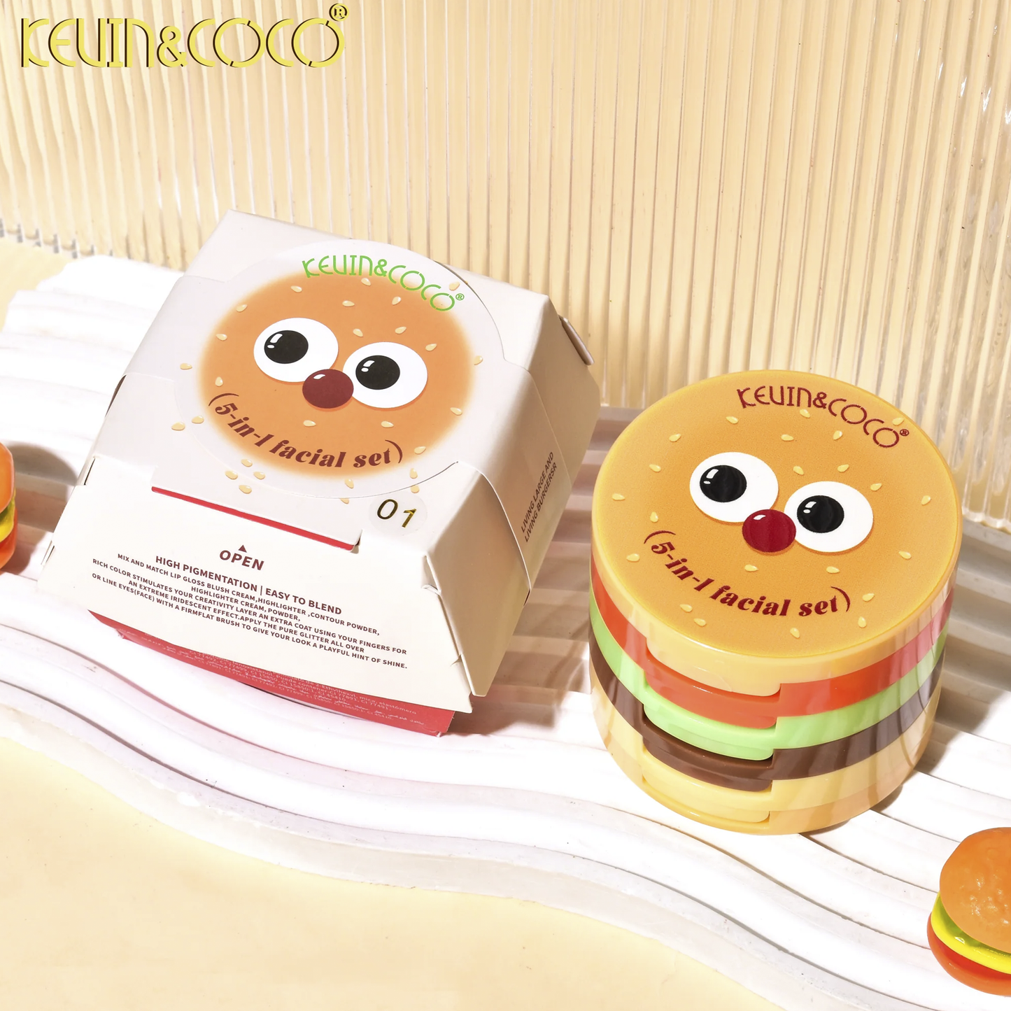 Set 5 en 1 Maquillaje Hamburguesa - KEVIN&COCO